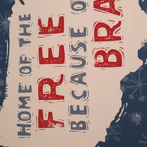 Americana Wall Art Box Sign 2 Ornament Set Wood Patriotic USA Star American July - Picture 6 of 9